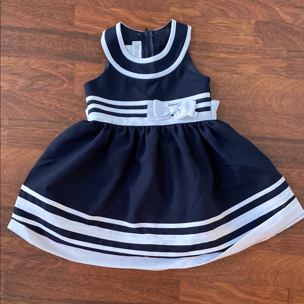 Bonnie Jean Navy and White Striped Dress
